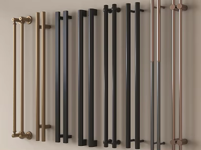 Modern Metal Cabinet Handles With Sleek Design In Gold Black And Rose Gold 3d model