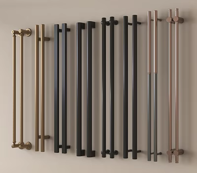 Modern Metal Cabinet Handles With Sleek Design In Gold Black And Rose Gold 3d model
