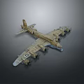 Vintage Military Bomber Model Aircraft With Green Paint Propellers And Wing Insignia