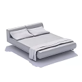 Modern Double Bed With Gray Mattress Pillows Blanket And Sleek Design