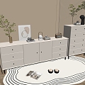 Modern Cream Style Cabinet Whole Cabinet Sideboard Cabinet Balcony Cabinet Storage Cabinet Entrance Cabinet 3d model