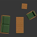 Green Sofa And Orange Coffee Table Set With Wooden Frame Matching Green Chair And Shelf