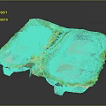 Ancient Architectural Model Featuring Sunken Areas Green Vegetation And Internal Structures