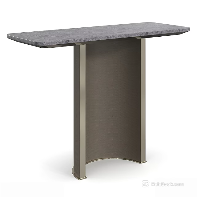 Modern Console Table With Gray Stone Top And Sturdy Metal Frame Design 3d model 