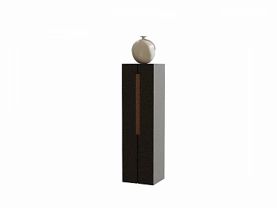 Sleek Modern Console Cabinet With Black Surface And Silver Spherical Decor On Top 3d model