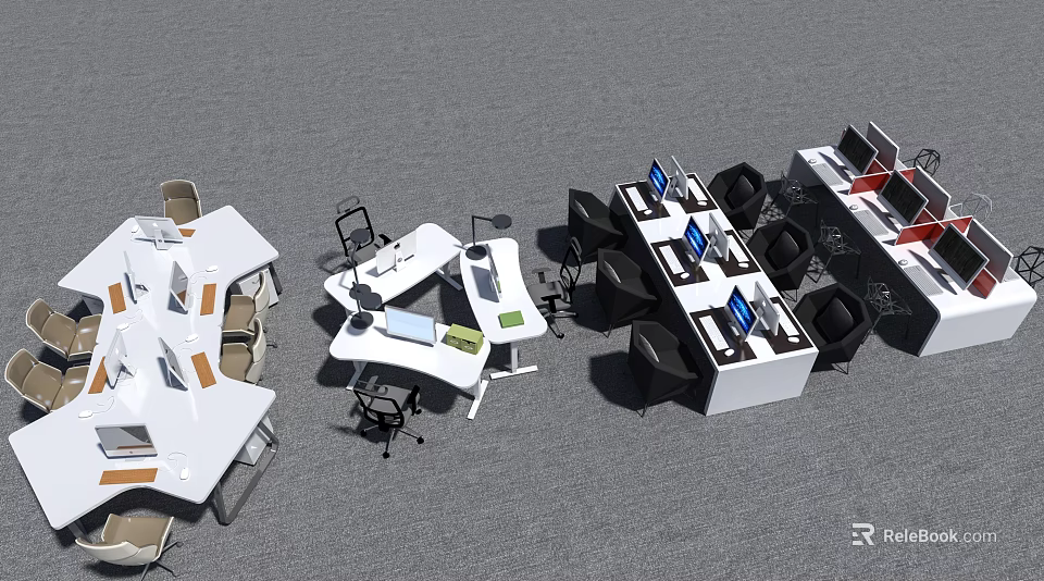 Modern Office Chairs With Ergonomic Design For Workspace With Computer Desks 3d model