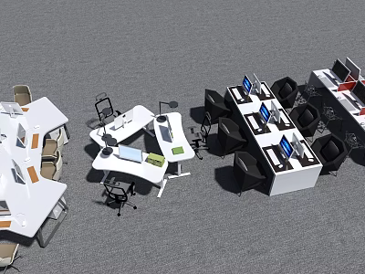 Modern Office Chairs With Ergonomic Design For Workspace With Computer Desks 3d model