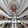 Modern Shopping Mall Lobby With Circular Ceiling Decoration And Multi Level Design 3d model