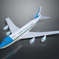 Boeing United States of America Airplane with White Blue Livery Four Engines Model
