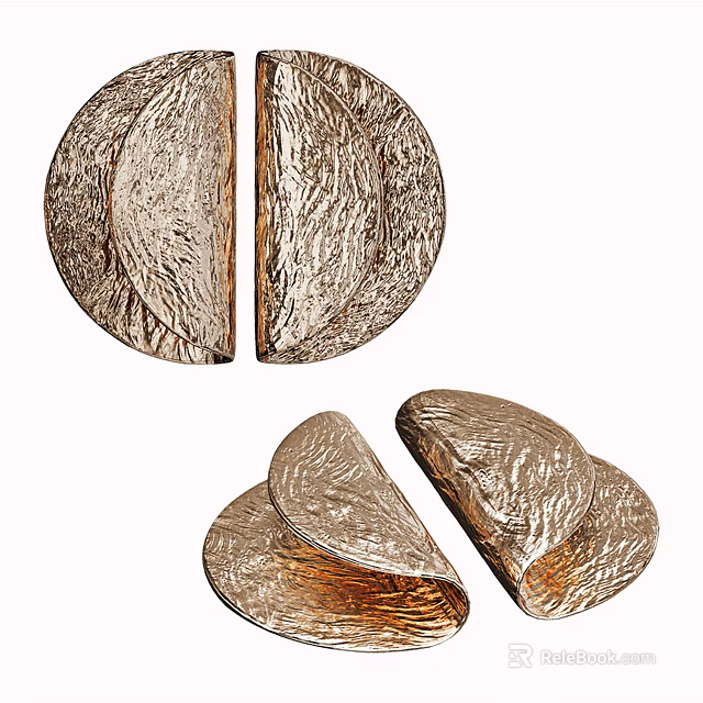 Modern Textured Metallic Door Handle With Circular Design And Curved Shape For Home Interior Use 3d model 