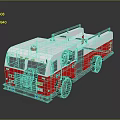 Red And White Cartoon Fire Truck Model With Red Emergency Lights On Top