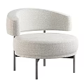 Fluffy Single Sofa With Curved Armrest And Metal Legs Modern Design