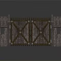 Rustic Wooden Gate With Small Side Sheds And Fence Structure Design