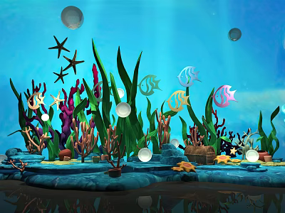 Modern Cartoon Scene Underwater World 3d model