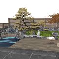 New Chinese Courtyard Dry Landscape Courtyard Garden rockery waterscape stone landscape tree maple tea table tea table and chair 3d model