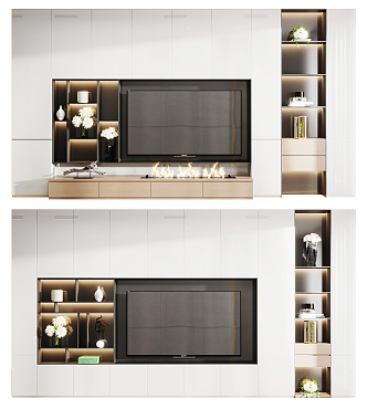 Modern TV background cabinet TV background wall 3d model