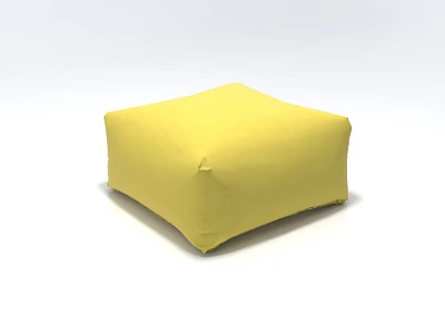 Bright Yellow Square Shaped Ottoman with Soft Padded Surface for Living Room Decor 3d model