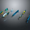 Colorful Sci Fi Weapons with Various Designs and Different Shape Details