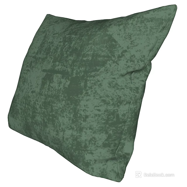Green Throw Pillow Featuring Distressed Texture And Vintage Pattern For Home Decor 3d model