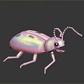 Colorful Polygonal Insect With Shiny Pink Body Big Eyes And Antennae