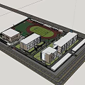 Modern School Campus Featuring Classroom Buildings Playground Greenery And Surrounding Roads