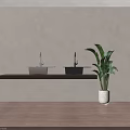 Stylish Double Kitchen Sinks White and Black with Dark Countertop and Light Wall