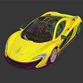Yellow Supercar Sleek Aerodynamic Design With Black Roof And Black Wheels