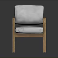Modern Light Gray Upholstered Chair With Wooden Armrests And Legs