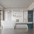 Company front desk front desk reception area front desk background wall computer chandelier 3d model