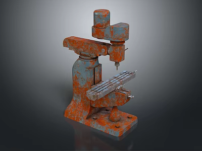 Rustic Industrial Metal Lamp Combination With Blue And Orange Rust Accents 3d model