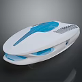Futuristic Sleek White Tech Device Design With Blue Accents And Oval Shape