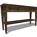 Classic Wooden Entryway Console Table With Vertical Panel Doors Lower Shelf And Sturdy Legs 3d model