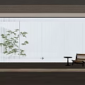 White Vertical Blinds For Large Window In Modern Interior With Wooden Floor And Furniture