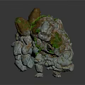 Moss Covered Rocky Stone Mythical Creature Game Movie Character With Natural Element Features
