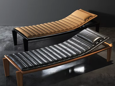 Brown And Black Leather Lounge Chairs With Wooden Legs Modern Design 3d model
