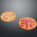 Delicious Freshly Baked Pizzas With Cheesy Ham And Pepperoni Toppings On Golden Crust