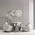 Modern leisure sofa combination negotiation table and chair combination 3d model