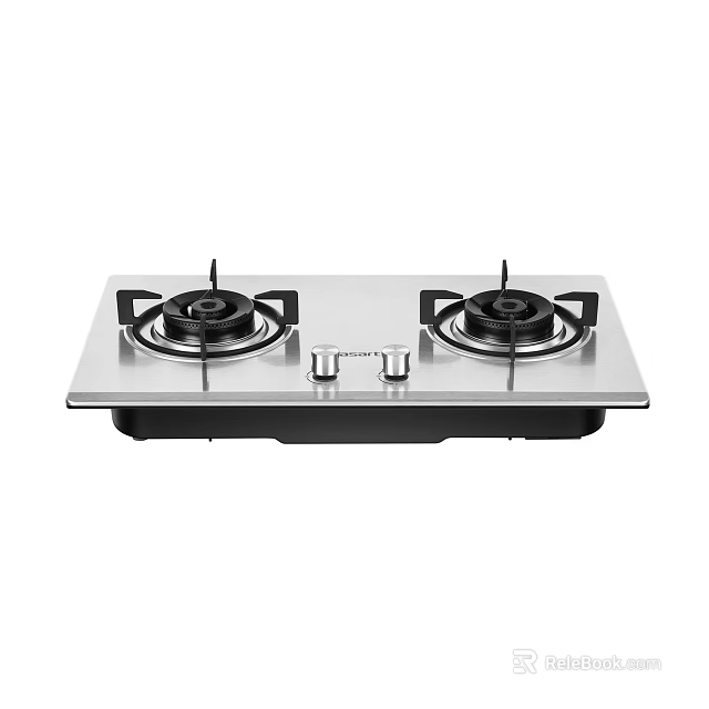 Stainless Steel Two Burner Gas Stove As Essential Modern Kitchen Appliance 3d model 