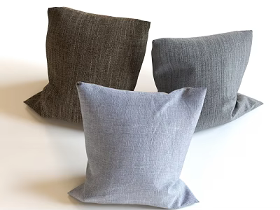 Dark Brown Gray And Light Blue Textured Throw Pillows Arranged On White Background 3d model