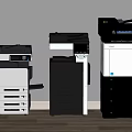 Modern Office Electrical Appliances Showcasing Multifunctional Printers With Various Designs And Models 3d model