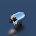 Metallic Silver Cylindrical Object With Black Spherical Part On Blue Background Detailed View 3d model