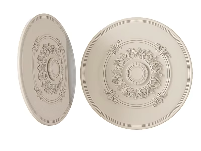 Ornate Round Embossed Pattern Ivory Wall Decor For Ceiling Decoration 3d model