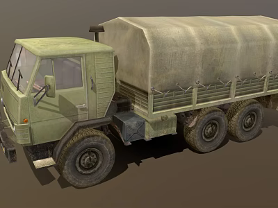 Green Military Cargo Truck With Canvas Covered Bed And Off Road Tires 3d model