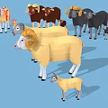 Low Poly 3D Sheep Models With Various Colors On Blue Background 3d model