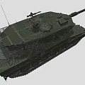 Modern Military Combat Tank With Long Cannon Barrel Tracks And Turret Armor