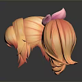 Game Movie Character Hairstyle With Orange Pink Double Ponytails And Pink Flowers