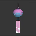 Pink Cherry Blossom Pattern Commercial Decorative Wind Chime Equipment with Hanging Pendant