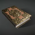 Ornate Vintage Book With Intricate Carvings Leather Cover And Gold Accents