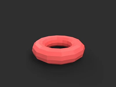 Low Poly Red Donut Design On Black Background With Geometric Shapes 3d model