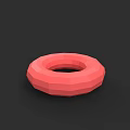 Low Poly Red Donut Design On Black Background With Geometric Shapes